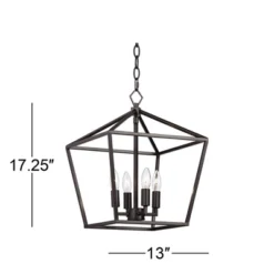Franklin Iron Works Queluz Bronze Pendant Chandelier 13" Wide Industrial Rustic Geometric Cage 4-Light Fixture For Dining Room House Kitchen Island -Adesso Shop GUEST 215b6a35 665e 4255 b850 d5725abb7b8a