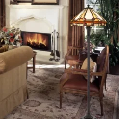 59.25" Resin Transitional Floor Lamp With Tiffany Glass Shade - Cal Lighting