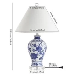 21.5" Ceramic And Crystal Song Chinoiserie Floral Table Lamp (Includes LED Light Bulb) Blue And White - Jonathan Y -Adesso Shop GUEST 23d11e0a 824d 4926 866c 67085688a76b