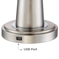 360 Lighting Karla Modern Table Lamps 25" High Set Of 2 Brushed Steel Column With USB Charging Port White Fabric Shade For Bedroom Living Room Desk -Adesso Shop GUEST 23e5d086 cf02 42e8 a68f 508b548a38d1