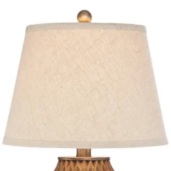 360 Lighting Buckhead Modern Accent Table Lamp 22" High Warm Bronze Brown Geometric Fabric Drum Shade For Bedroom Living Room Bedside Nightstand -Adesso Shop GUEST 245f26d7 6071 4277 83ae 46a453ab4903