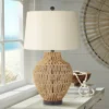 360 Lighting San Marcos Modern Coastal Table Lamp 27" Tall Natural Wicker Oatmeal Drum Shade For Bedroom Living Room Bedside Nightstand Office Kids -Adesso Shop GUEST 25198b89 56a1 486d bf3a 4bbd074b2084