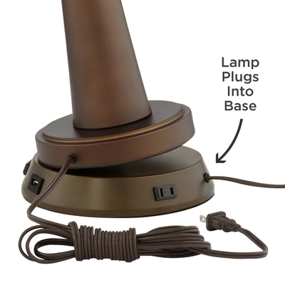 360 Lighting Modern Table Lamp With USB And AC Power Outlet Workstation Charging Base 24.5" High Espresso Bronze Droplet Living Room Desk Office 4 360 Lighting Modern Table Lamp With USB And AC Power Outlet Workstation Charging Base 24.5" High Espresso Bronze Droplet Living Room Desk Office - Image 2