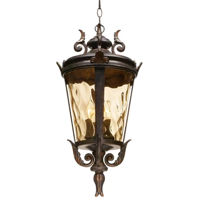 John Timberland Casa Marseille Rustic Vintage Flush Mount Outdoor Hanging Light Bronze Scroll 23 3/4" Champagne Hammered Glass For Post Exterior Barn 6 John Timberland Casa Marseille Rustic Vintage Flush Mount Outdoor Hanging Light Bronze Scroll 23 3/4" Champagne Hammered Glass For Post Exterior Barn - Image 4