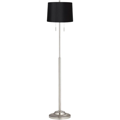 360 Lighting Abba Modern Floor Lamp Standing 66" Tall Brushed Nickel Silver Black Hardback Tapered Drum Shade For Living Room Bedroom Office House 3 360 Lighting Abba Modern Floor Lamp Standing 66" Tall Brushed Nickel Silver Black Hardback Tapered Drum Shade For Living Room Bedroom Office House