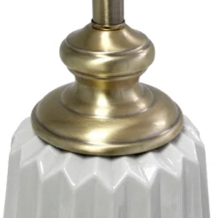 25" Classic Fluted Ceramic/Metal Table Lamp With Fabric Shade Gray/White - Lalia Home -Adesso Shop GUEST 25cd58ec 045f 4d23 ab06 575396fc540b