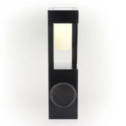 Outdoor Metal Lantern With LED Light And Bluetooth Speaker Black - Alpine Corporation -Adesso Shop GUEST 275294e7 fb92 46e2 aa20 2d3566f22ffc