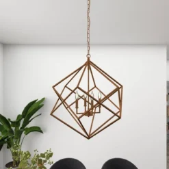 Modern Metal Chandelier With Link Style Chain Gold - Olivia & May -Adesso Shop GUEST 277064b6 ee55 4c8b 87f5 e00f0035e797