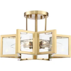 Possini Euro Design Casa Star Modern Ceiling Light Semi Flush Mount Fixture 16" Wide Warm Brass 6-Light Clear Glass For Bedroom Kitchen Living Room -Adesso Shop GUEST 281e3c51 0dfc 428b bd45 c1cd5c0bcf24