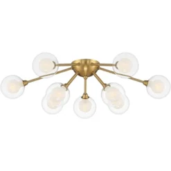 Possini Euro Design Spheres Modern Ceiling Light Flush Mount Fixture 28" Wide Warm Brass 9-Light LED Clear Globe Glass For Bedroom Kitchen Living Room -Adesso Shop GUEST 2957955d 3b63 4c08 893b 20494deda68d