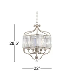 Vienna Full Spectrum Stella Antique Soft Silver Chandelier 22" Wide French Crystal Glass 6-Light Fixture For Dining Room House Foyer Kitchen Island -Adesso Shop GUEST 295ebaa8 5ded 4542 927b e17330590c4e