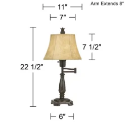 Regency Hill Traditional Swing Arm Desk Table Lamps 22.5" High Set Of 2 Bronze Faux Leather Shade For Living Room Bedroom Nightstand Office -Adesso Shop GUEST 29f3a4d1 d5db 4ade 8fad 263919cd3bdd