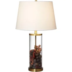 360 Lighting Coastal Table Lamp 26" High Glass Cylinder Gold Fillable White Drum Shade For Living Room Family Bedroom Bedside Nightstand -Adesso Shop GUEST 29f95061 3a20 4401 aced ab41980b13ce