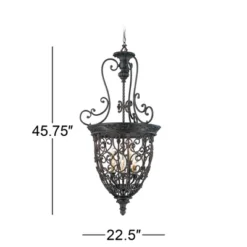 Franklin Iron Works French Scroll Rubbed Bronze Chandelier 22 1/2" Wide Rustic 9-Light Fixture For Dining Room House Kitchen Island Entryway Bedroom -Adesso Shop GUEST 2a0182d4 3c98 4fc8 a38e 68668dfe4370