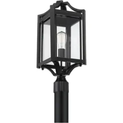 Franklin Iron Works Rockford Rustic Farmhouse Outdoor Post Light Black 20 1/4" Clear Glass For Exterior Barn Deck House Porch Yard Patio Home Outside -Adesso Shop GUEST 2a4620b9 2f02 40ac 96bf 11bf8172145b