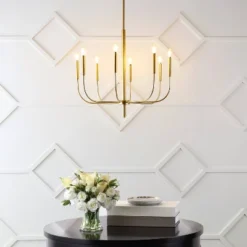 27.25" 8-Light Amoros Modern Mid-Century Iron LED Chandelier Gold Painting - JONATHAN Y -Adesso Shop GUEST 2a78a279 36c1 4c95 b335 1671053b73ac