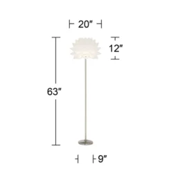 Possini Euro Design Modern Floor Lamp 63" Tall Brushed Steel White Orb Petal Flower Shade Dimmable For Living Room Reading Bedroom Office -Adesso Shop GUEST 2bef62f7 9811 45b9 834d 976318cacb5f