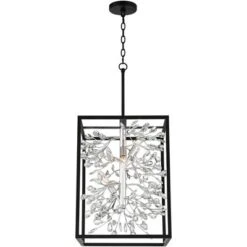 Possini Euro Design Black Silver Pendant Chandelier 15 1/4" Wide Modern Clear Crystal Flower Vine 4-Light Fixture For Dining Room House -Adesso Shop GUEST 2c0ac3d2 f550 4e05 a701 cecb42c1b5ec