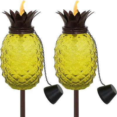 Sunnydaze Decor Sunnydaze Outdoor Adjustable Height 3-in-1 Glass Tropical Pineapple Torches With Connected Snuffs And Metal Poles - 2pk 10 Sunnydaze Decor Sunnydaze Outdoor Adjustable Height 3-in-1 Glass Tropical Pineapple Torches With Connected Snuffs And Metal Poles - 2pk - Image 8