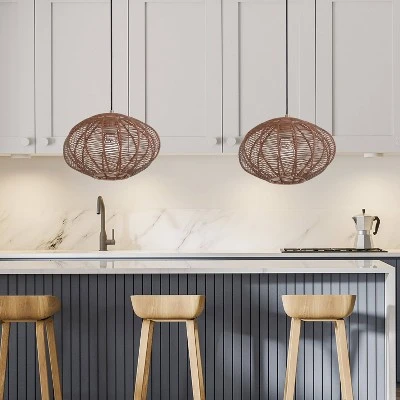 13.5" 1-Light Linnea Pendant Rattan Brown - River Of Goods 5 13.5" 1-Light Linnea Pendant Rattan Brown - River Of Goods - Image 3