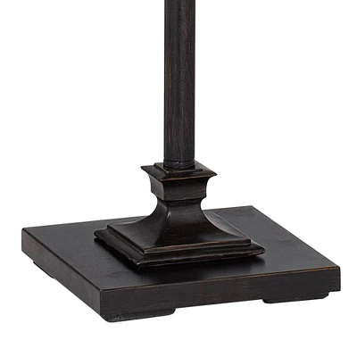 Regency Hill Traditional Floor Lamp 59" Tall Italian Bronze Taupe Faux Silk Square Hardback Shade For Living Room Reading Bedroom Office 6 Regency Hill Traditional Floor Lamp 59" Tall Italian Bronze Taupe Faux Silk Square Hardback Shade For Living Room Reading Bedroom Office - Image 4