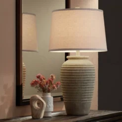 John Timberland Austin 28" Tall Jug Southwest Farmhouse Rustic Table Lamps Set Of 2 Sand Toned Ridged Finish Cream Shade Living Room Bedroom Bedside -Adesso Shop GUEST 2e617341 e5b8 4ff4 b40e 68802499bb9d