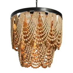 Metal Chandelier With Draped Wood Beads Light Beige - Storied Home 13 Metal Chandelier With Draped Wood Beads Light Beige - Storied Home -Adesso Shop GUEST 2ece3177 bfce 4481 a9ee 97bdca07ef2a