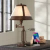 Franklin Iron Works Samuel Industrial Desk Lamp 21 1/4" High Bronze Swing Arm With USB Charging Port Natural Mica Shade For Bedroom Living Room House -Adesso Shop GUEST 2f0d9db0 1088 4ac0 8183 80f7ffe22748