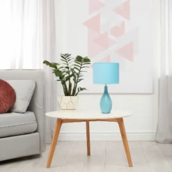 18.11" Traditional Standard Ceramic Dewdrop Table Desk Lamp With Matching Fabric Shade Blue - Creekwood Home -Adesso Shop GUEST 2fb191c0 5bb7 463d a677 06cc849bf6ef