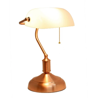 Executive Banker's Desk Lamp With Glass Shade Rose Gold - Simple Designs 3 Executive Banker's Desk Lamp With Glass Shade Rose Gold - Simple Designs