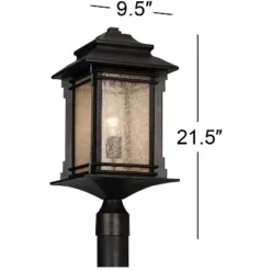 Franklin Iron Works Farmhouse Rustic Mission Outdoor Post Light Fixture Walnut Bronze Dimmable LED 37 1/2" Frosted Cream Glass For Exterior Barn Deck -Adesso Shop GUEST 3136aa52 121d 4246 832a df24abb162e3
