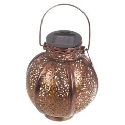 Set Of 2 Solar Outdoor Lights - Hanging Or Tabletop Rechargeable LED Lantern Set With 2 Shepherd Hooks For Outdoor Decor By Pure Garden (Bronze) -Adesso Shop GUEST 314c2c82 81b1 4eb9 a1ef 32d1f7f044c1