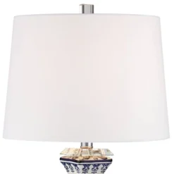 Barnes And Ivy Table Lamps 28" Tall Set Of 2 Porcelain Blue Floral Jar Geneva White Drum Shade For Living Room Family Bedroom Bedside -Adesso Shop GUEST 31513bc3 ae97 4546 8bba 79df69cc05f3