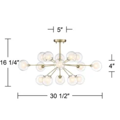 Possini Euro Design Modern Ceiling Light Semi Flush Mount Fixture Sputnik Brass 30 1/2" Wide 15-Light Double Glass Ball Hallway 13 Possini Euro Design Modern Ceiling Light Semi Flush Mount Fixture Sputnik Brass 30 1/2" Wide 15-Light Double Glass Ball Hallway -Adesso Shop GUEST 317f6f78 bba3 4e43 bc4e 75fe5664e121