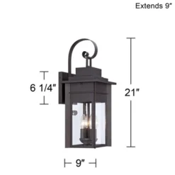 Franklin Iron Works Bransford Mission Outdoor Wall Light Fixture Black Specked Gray 21" Clear Glass For Post Exterior Barn Deck House Porch Yard Patio -Adesso Shop GUEST 31f058b7 944f 4e57 af3c cd8b653c09e8