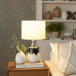 18" Black/White Abstract Splash Ceramic Table Lamp - Nourison -Adesso Shop GUEST 342925d0 1fc5 4879 b9c6 53a0cbd2b791