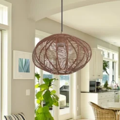 13.5" 1-Light Linnea Pendant Rattan Brown - River Of Goods 13 13.5" 1-Light Linnea Pendant Rattan Brown - River Of Goods -Adesso Shop GUEST 34381d1c 6ca5 4cbc 8b2a be0c81b54632