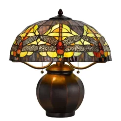 18.25" Metal Contemporary Mission Table Lamp With Tiffany Glass Shade - Cal Lighting -Adesso Shop GUEST 35061513 82a8 492d b203 2712c57e6ae0