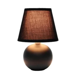8.66" Petite Ceramic Orb Base Bedside Table Desk Lamp With Matching Tapered Drum Fabric Shade Black - Creekwood Home -Adesso Shop GUEST 3546dff2 b455 4a74 aa78 e905f51a7cb4