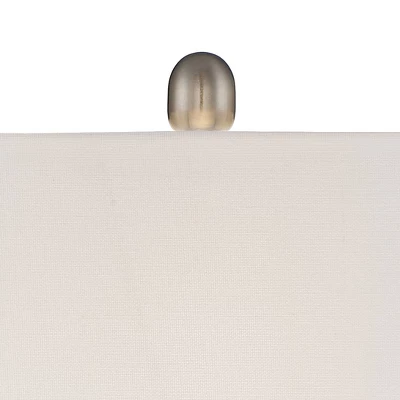 360 Lighting Roxie Modern Table Lamps 31" Tall Set Of 2 Brushed Nickel Metal Off White Fabric Rectangular Shade For Bedroom Living Room Bedside Office 4 360 Lighting Roxie Modern Table Lamps 31" Tall Set Of 2 Brushed Nickel Metal Off White Fabric Rectangular Shade For Bedroom Living Room Bedside Office - Image 2