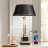 Barnes And Ivy Georgetown Traditional Desk Lamp 28 1/2" Tall Warm Brass With USB Charging Port Black Shade For Bedroom Living Room Bedside Office Kids -Adesso Shop GUEST 366883a7 8794 4dd2 b88f 8378e778ca50