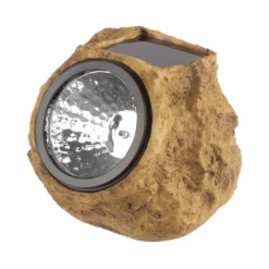 Solar Outdoor Lights - 4-Pack Of All-Weather Faux-Stone LED Rock Lights For Paths, Gardens, And Landscaping By Pure Garden (Brown) -Adesso Shop GUEST 37ff28ac 434d 40c4 80cc 0263ec399e72