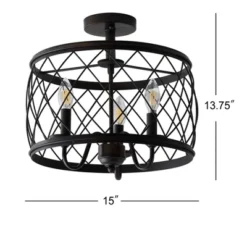 15" Eleanor Metal LED Semi Flush Mount Ceiling Light Black (Includes Energy Efficient Light Bulb) - JONATHAN Y 8 15" Eleanor Metal LED Semi Flush Mount Ceiling Light Black (Includes Energy Efficient Light Bulb) - JONATHAN Y -Adesso Shop GUEST 38473d46 1742 442f 90b6 ace4002384c1