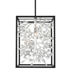 Possini Euro Design Black Silver Pendant Chandelier 15 1/4" Wide Modern Clear Crystal Flower Vine 4-Light Fixture For Dining Room House -Adesso Shop GUEST 3851d2f5 5d5a 4006 9a8c 6f6eff48159f