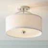 Possini Euro Design Halsted Modern Ceiling Light Semi Flush Mount Fixture 15" Wide Brushed Nickel 2-Light Oatmeal Linen Drum For Bedroom Living Room -Adesso Shop GUEST 38554551 fab9 4e59 816a 8275a996150d