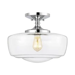 14" Marfa Glass/Iron Farmhouse Modern LED Flush Mount - JONATHAN Y -Adesso Shop GUEST 38969af3 e405 4d88 8078 8b1db1566c53