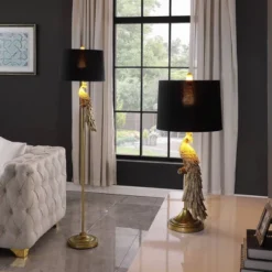 64.5" Modern Elegance Golden Peacock On A Pedestal Polyresin Floor Lamp - Ore International -Adesso Shop GUEST 3a108328 7d9c 4d64 bbf1 c36492857d82