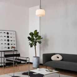 Novogratz X Globe Lily 1-Light Matte Brass Pendant Lighting With Frosted Ribbed Glass Shade - Globe Electric -Adesso Shop GUEST 3a6e4229 3f61 49f0 bc5a df38b9d00980