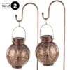 Set Of 2 Solar Outdoor Lights - Hanging Or Tabletop Rechargeable LED Lantern Set With 2 Shepherd Hooks For Outdoor Decor By Pure Garden (Bronze) -Adesso Shop GUEST 3a878d94 e620 4dbe aa1a 3b5d71a86be4
