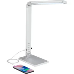 360 Lighting Jett Modern Desk Lamp 16 1/2" High Silver With USB Port And Nightlight LED Dimmer Touch On Off For Bedroom Bedside Nightstand Family Home -Adesso Shop GUEST 3ac5dc10 e2d9 463e 933a 8148b41199ac